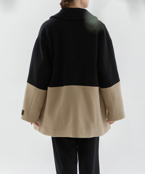 ノップドゥノッド（nop de nod）/二重織配色ステンカラーコート nop de nod（ノップドゥノッド） ステンカラーコート コート 二重織