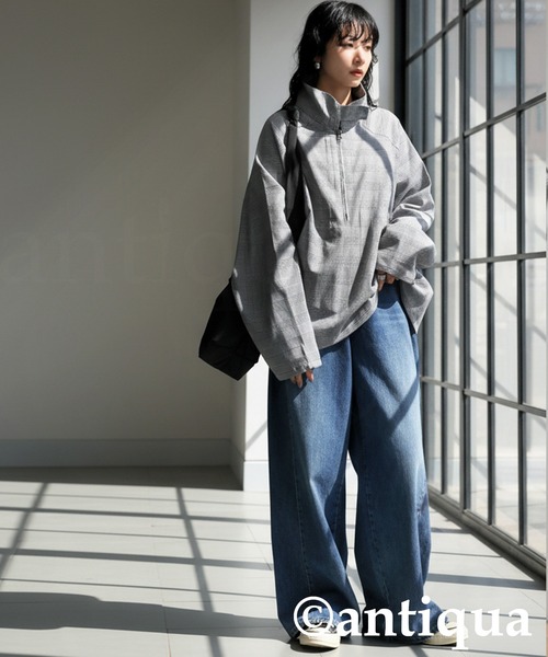 antiqua（アンティカ） ブルゾン アウター 千鳥チェック柄 プル