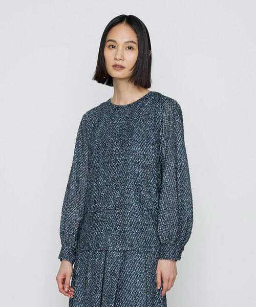 コムサ（COMME CA）/シャギーデニムプリント ブラウス COMME CA（コムサ） ブラウス シャツ 「 Sサイズ 」 シャギーデニム