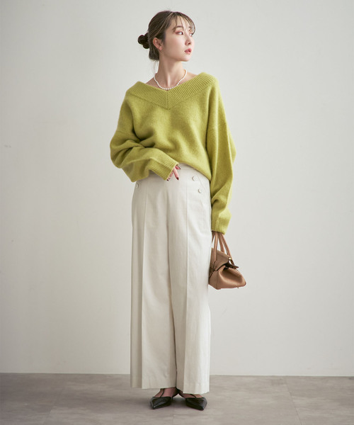 NOBLE（ノーブル） ニット セーター 「追加」YAKワイドVネックニット