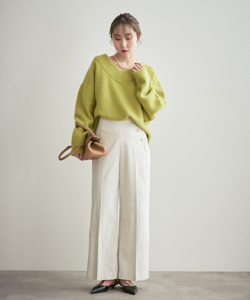 NOBLE（ノーブル） ニット セーター 「追加」YAKワイドVネックニット