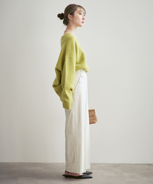 【未使用】NOBLE ノーブル 白 Vネックニット カシミヤ混 NOBLE（ノーブル） ニット セーター 「追加」カシミヤMIXスムースVプル