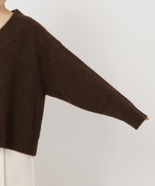 NOBLE/ノーブル ブラウン Vネックセーター NOBLE（ノーブル） ニット セーター 「追加」YAKワイドVネックニット