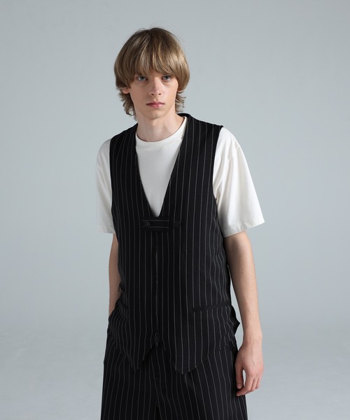 コート ジャケット Y-3 SPORT UNIFORM PINSTRIPE TAILORED VEST メンズ