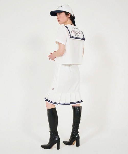 「TINA:JOJUN」 半袖ブラウス M ネイビー レディース_画像8