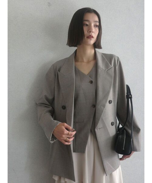 ワンピース ティアードスカートドッキングベストワンピース「セットアップ対応」「夏服」「オフィスカジュアル」の画像