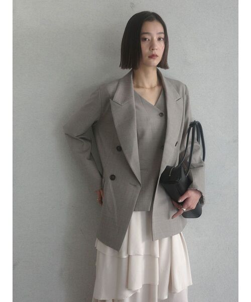 ワンピース ティアードスカートドッキングベストワンピース「セットアップ対応」「夏服」「オフィスカジュアル」の画像