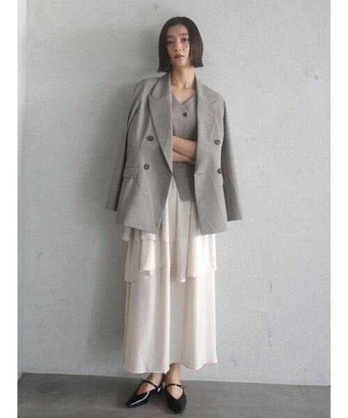 ワンピース ティアードスカートドッキングベストワンピース「セットアップ対応」「夏服」「オフィスカジュアル」の画像