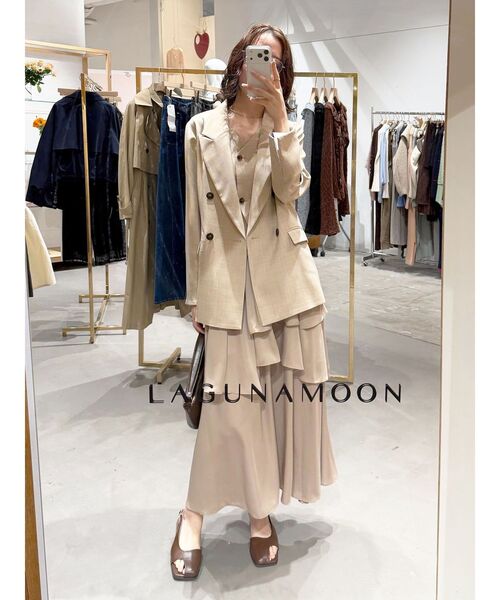 ワンピース ティアードスカートドッキングベストワンピース「セットアップ対応」「夏服」「オフィスカジュアル」の画像