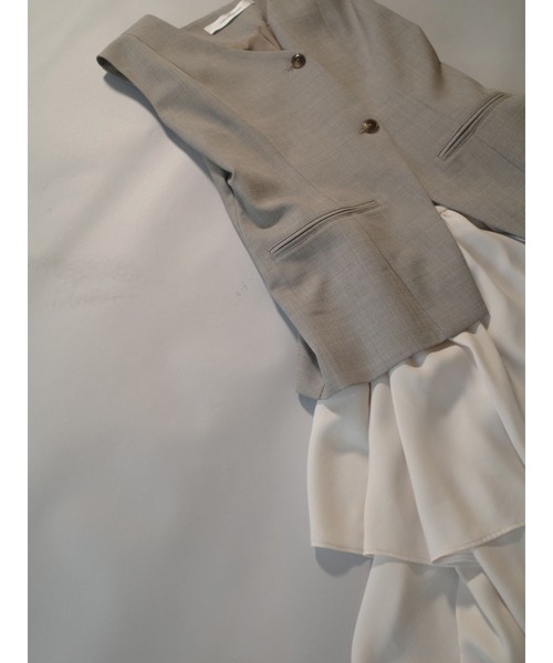 ワンピース ティアードスカートドッキングベストワンピース「セットアップ対応」「夏服」「オフィスカジュアル」の画像