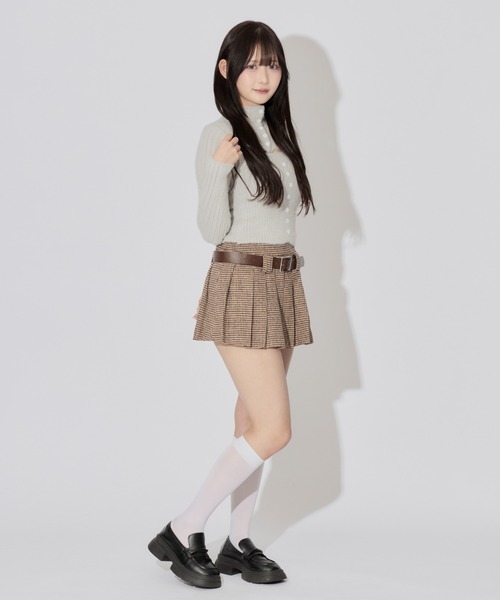 JilLA スカート 夏 Houndstooth Check Pleated Mini Skirt / 千鳥格子