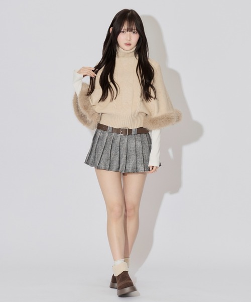 ALLuRing ChaRm スカート Houndstooth Check Pleated Mini Skirt