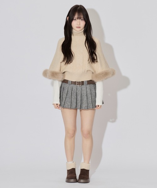 ALLuRing ChaRm スカート Houndstooth Check Pleated Mini Skirt