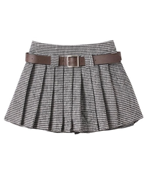 ALLuRing ChaRm スカート Houndstooth Check Pleated Mini Skirt
