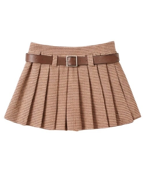 ALLuRing ChaRm スカート Houndstooth Check Pleated Mini Skirt