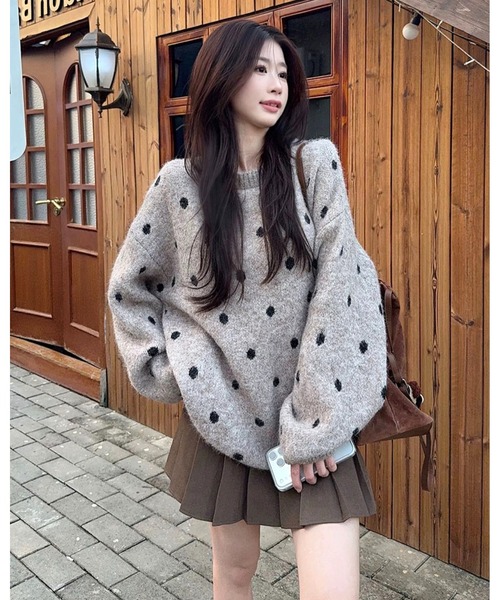 inst.ALL ニット セーター ドット柄ニットプルオーバー レディース