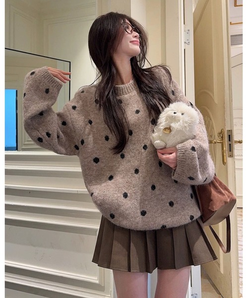 inst.ALL ニット セーター ドット柄ニットプルオーバー レディース
