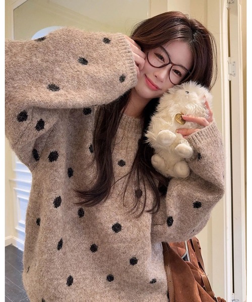 inst.ALL ニット セーター ドット柄ニットプルオーバー レディース