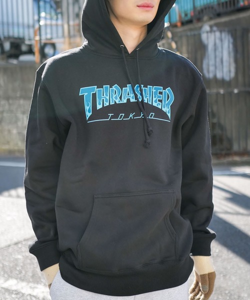 THRASHER プルオーバーパーカー ブルー XL THRASHER（スラッシャー） パーカー BBQ-TOKYO HOODIE SWEAT PARKA