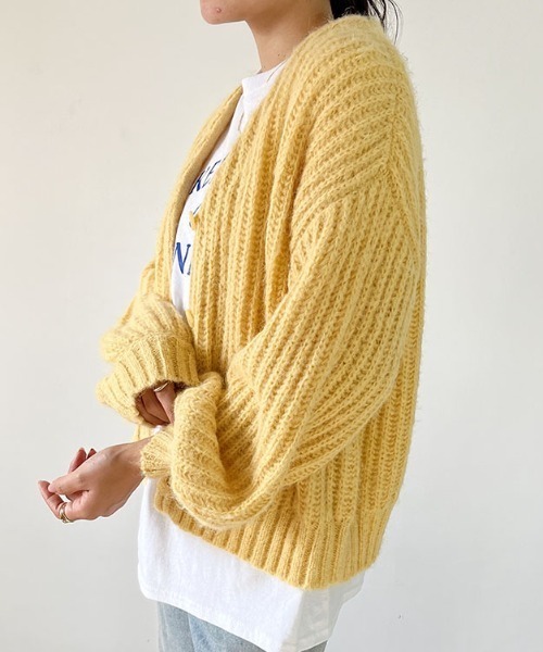 【美品】evam eva　畦カーディガン　sumi　24SS　Vネック　羽織り evam eva｜cotton paper yarn cardigan｜ladies',tops