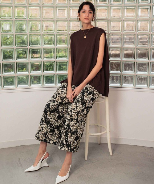 ELFRANK パンツ 「2026SS」フラワージャガード ガウチョパンツ ワイド