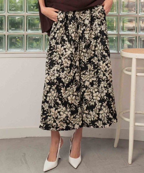 ELFRANK パンツ 「2026SS」フラワージャガード ガウチョパンツ ワイド