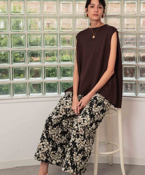 ELFRANK パンツ 「2026SS」フラワージャガード ガウチョパンツ ワイド