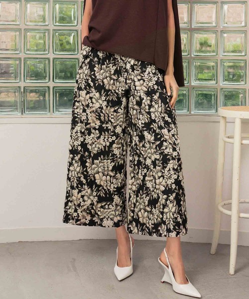 ELFRANK パンツ 「2026SS」フラワージャガード ガウチョパンツ ワイド