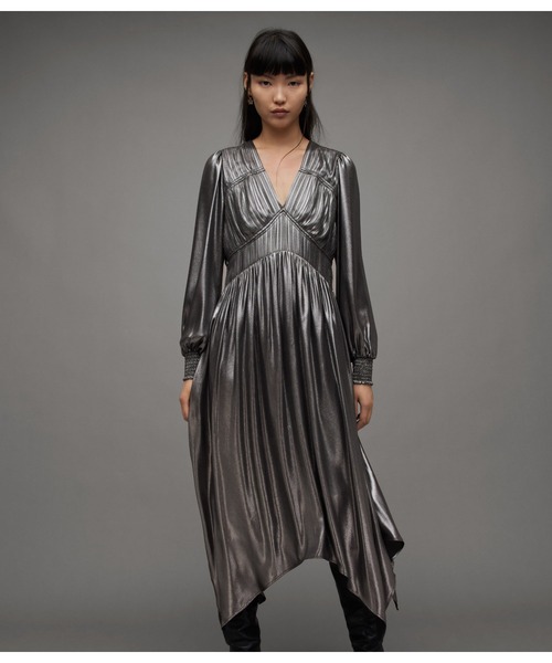 「ALLSAINTS」 長袖ワンピース 6 グレー系その他 レディース_画像5