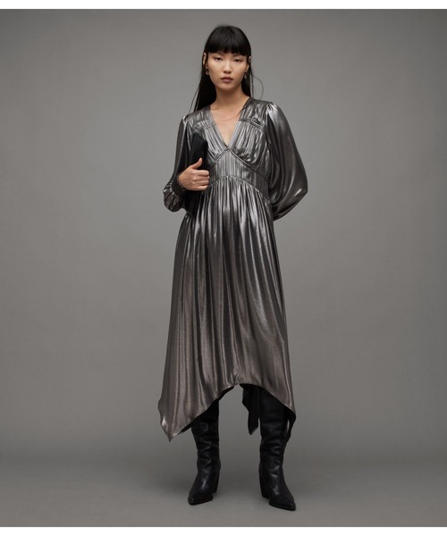 「ALLSAINTS」 長袖ワンピース 6 グレー系その他 レディース_画像6