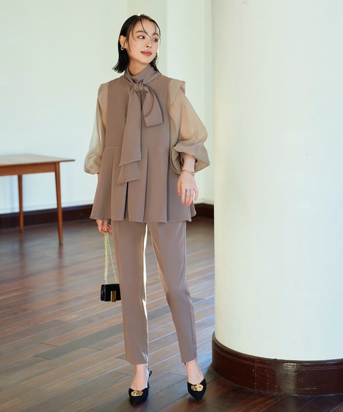 「RUIRUE BOUTIQUE」 セットアップ LL モカ レディース_画像2