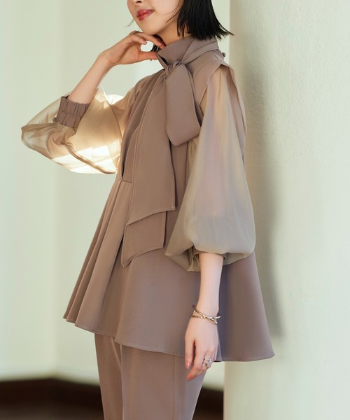 「RUIRUE BOUTIQUE」 セットアップ LL モカ レディース_画像3