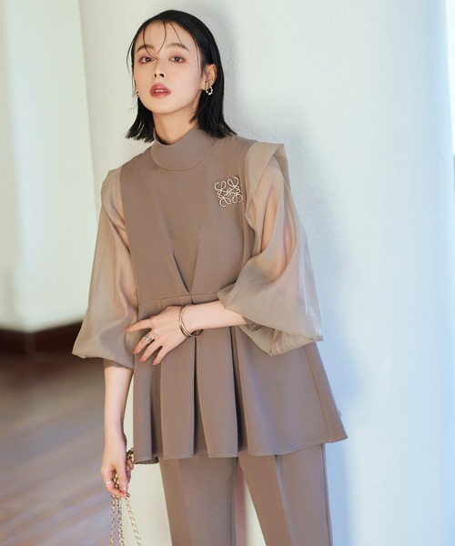 「RUIRUE BOUTIQUE」 セットアップ LL モカ レディース_画像5