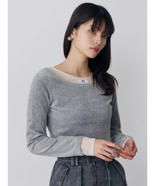 MURUA（ムルーア） tシャツ シアードッキングベロアトップス