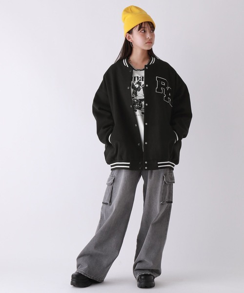 「repipi armario」 「KIDS」スタジャン LARGE ブルー キッズ_画像4