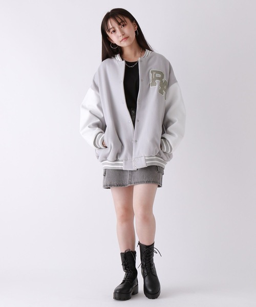 「repipi armario」 「KIDS」スタジャン LARGE ブルー キッズ_画像5