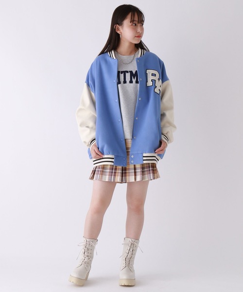 「repipi armario」 「KIDS」スタジャン LARGE ブルー キッズ_画像8