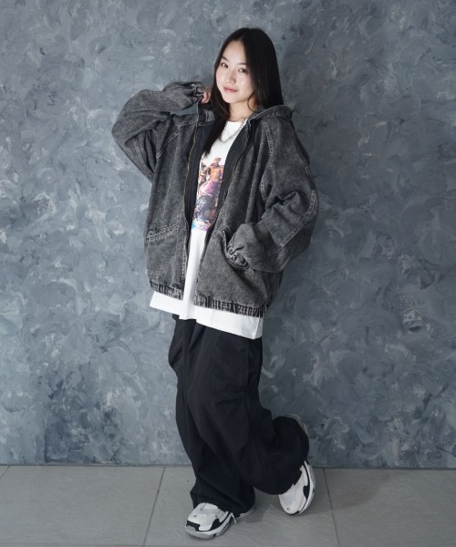 【Glamlips】 ウォッシュド DENIM ブルゾン ジャケット ショート丈 ショート丈デニムブルゾン[al322] | レディースファッション通販の