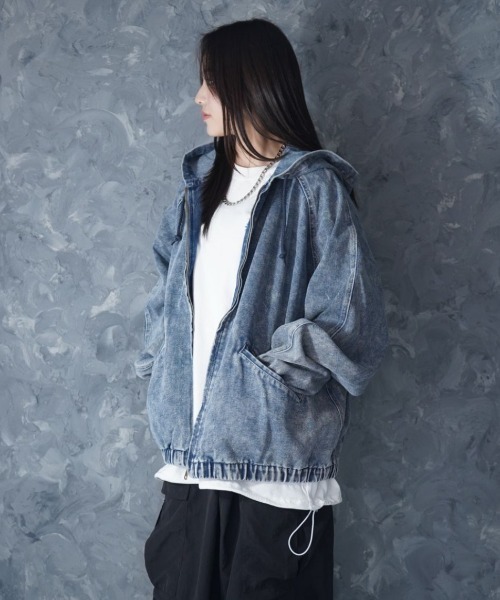 Eleventy スウェット切替デニムジャケット パーカー フーディー Gジャン NOIZY デニムジャケット gジャン Vintage like denim hoodie