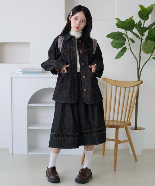 Hubby 3点セット フリルジャケット・カーディガン kutir（クティール） ブルゾン アウター 「セットアップ着用可能
