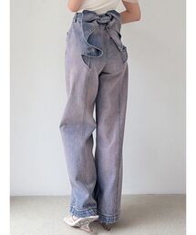 【RESRXXY】リゼクシー バックリボン デニム レディース ワイドパンツ RESEXXY（リゼクシー） ジーンズ デニム デニムパンツ バックリボン