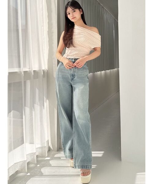 ジーンズ デニム デニムパンツ バックリボンデニムパンツ レディースの画像
