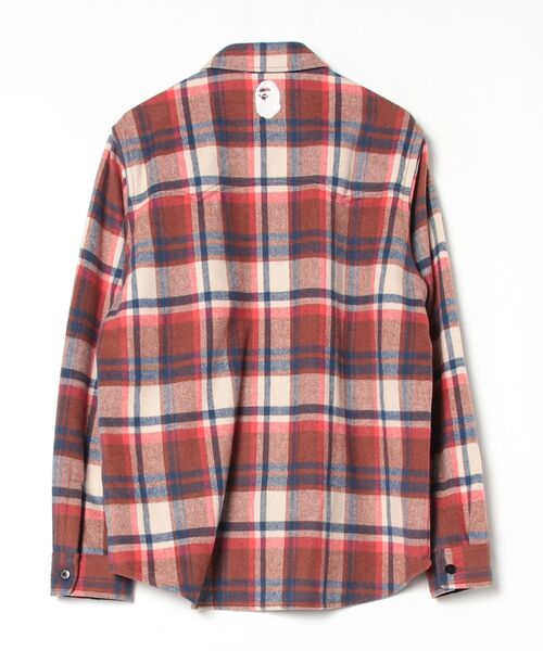 A BATHING APE（アベイシングエイプ） 長袖シャツ LARGE レッド メンズ