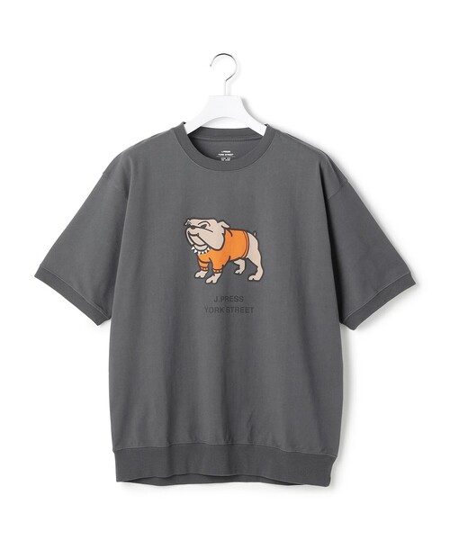 【美品】ジェイプレスヨークストリート❤長袖 Tシャツ　ロンT　メンズ J.PRESS YORK STREET tシャツ 「UNISEX」ブルドックプリント クルー