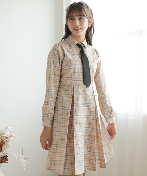 「Amourire girl」 「KIDS」シャツワンピース 140cm ベージュ キッズ_画像2