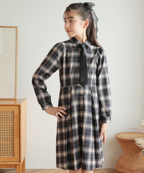 「Amourire girl」 「KIDS」シャツワンピース 140cm ベージュ キッズ_画像7