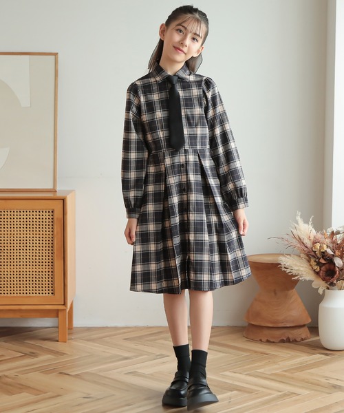 「Amourire girl」 「KIDS」シャツワンピース 140cm ベージュ キッズ_画像8