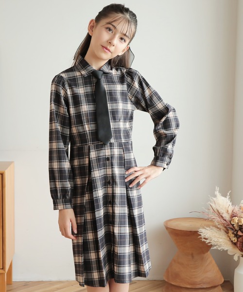 「Amourire girl」 「KIDS」シャツワンピース 140cm ベージュ キッズ_画像9