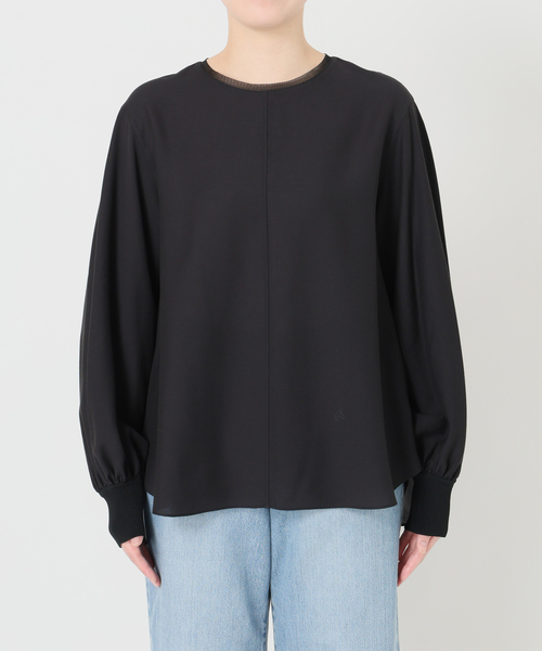 IENA（イエナ） ブラウス シャツ クルーネックシアーリブブラウス