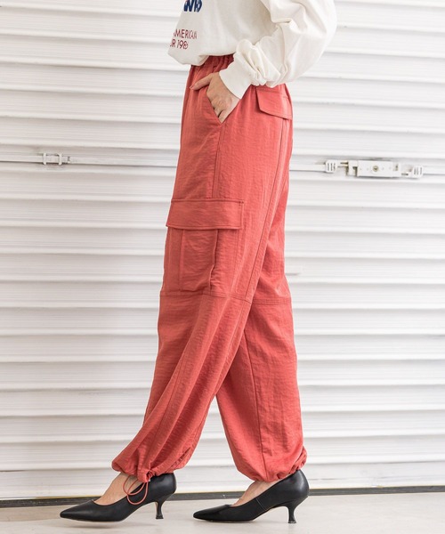「BAYFLOW」 カーゴパンツ SMALL コーラルピンク レディース_画像9